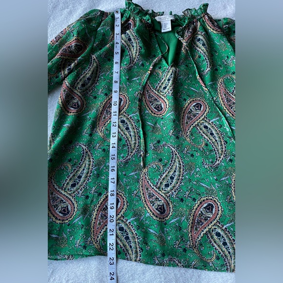 Rachel Zoe Green paisley long sleeve top - Picture 10 of 11